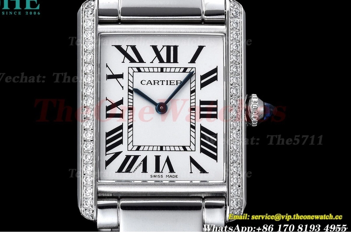 White Bracelet Diamond Bezel Tank K11F SS On Dial Must Quartz 0102